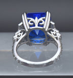 Vintage Synthetic Blue Spinel and CZ Sterling Silver Ring - Size 6.25