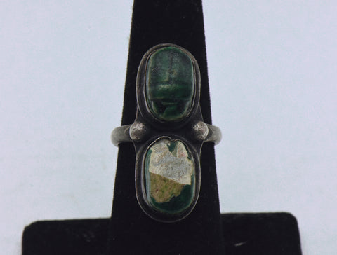 Vintage Sterling Silver Egyptian Motif Scarab Beetle Ring - Size 6.5 DAMAGED