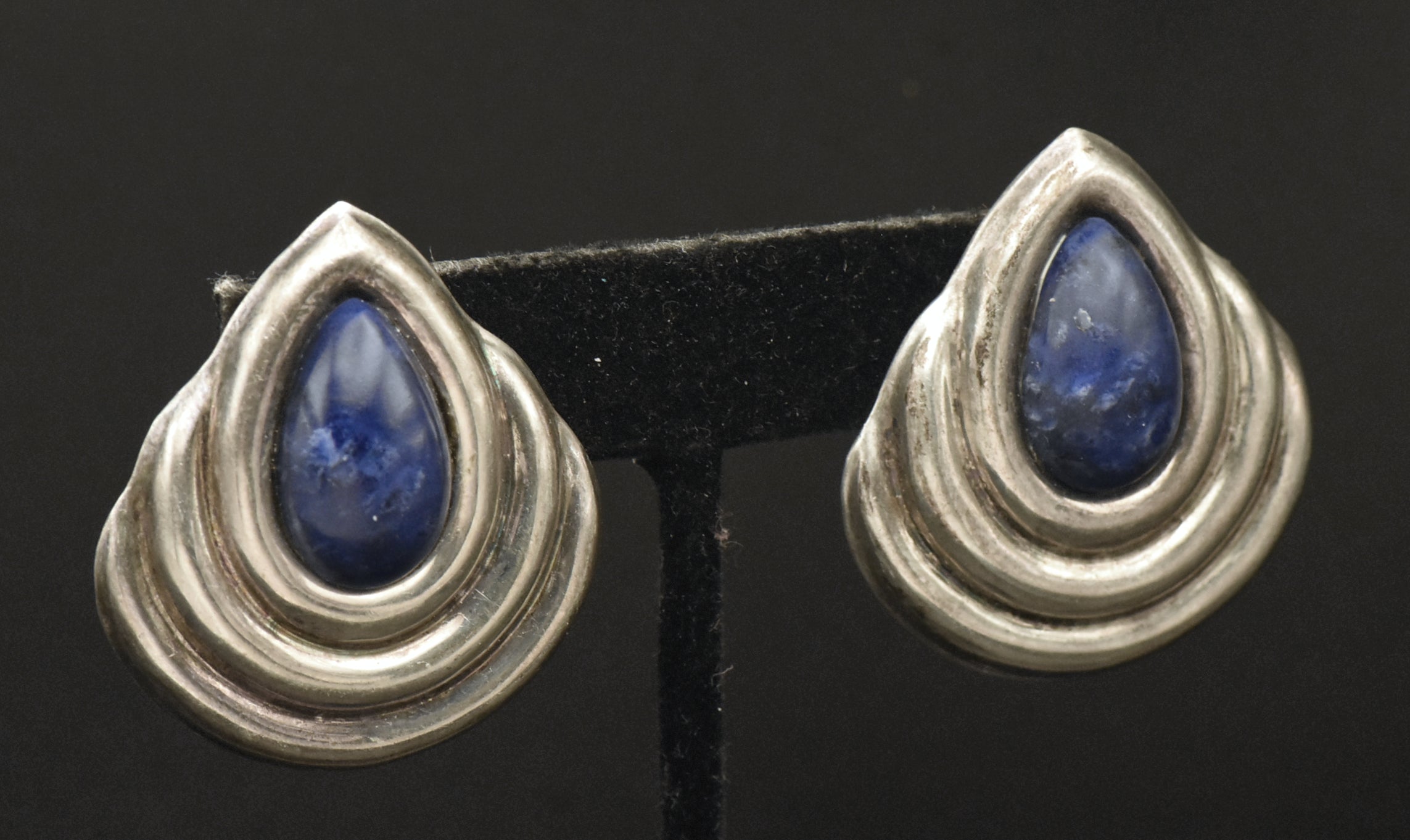Vintage Handmade Sodalite Sterling Silver Earrings