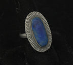 Vintage Handmade Silver Tone Metal Lapis Lazuli Ring - Size 7.25