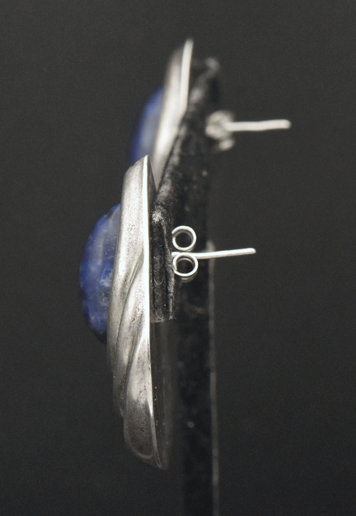 Vintage Handmade Sodalite Sterling Silver Earrings