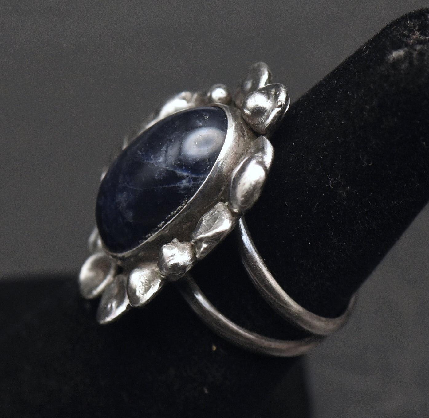 Vintage Sterling Silver Sodalite Ring - Size 5.75