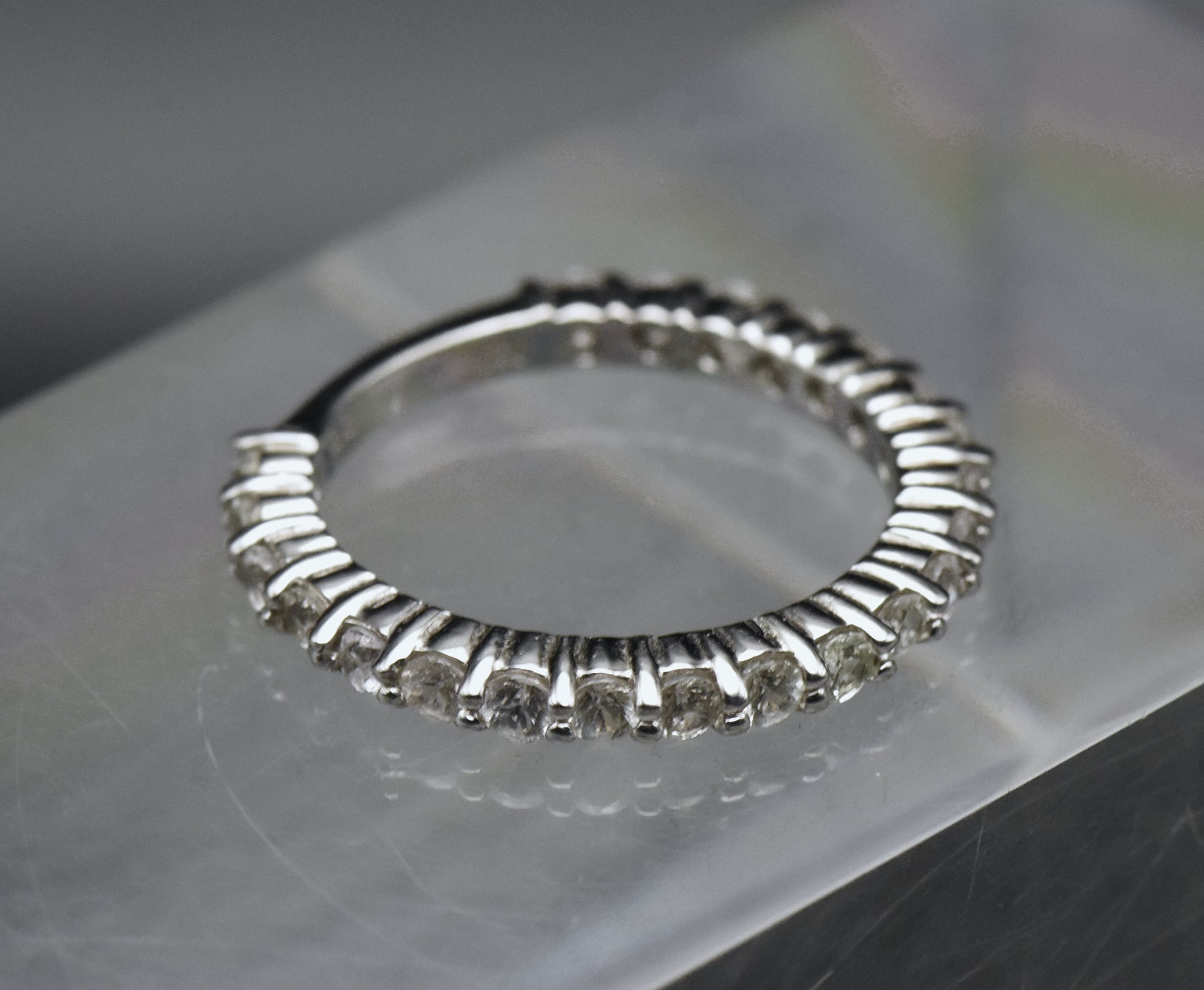 Vintage Colorless Sapphire Sterling Silver Ring