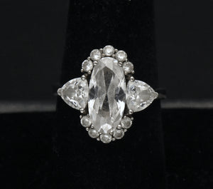 Vintage Cubic Zirconia Sterling Silver Ring - Size 8