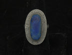 Vintage Handmade Silver Tone Metal Lapis Lazuli Ring - Size 7.25
