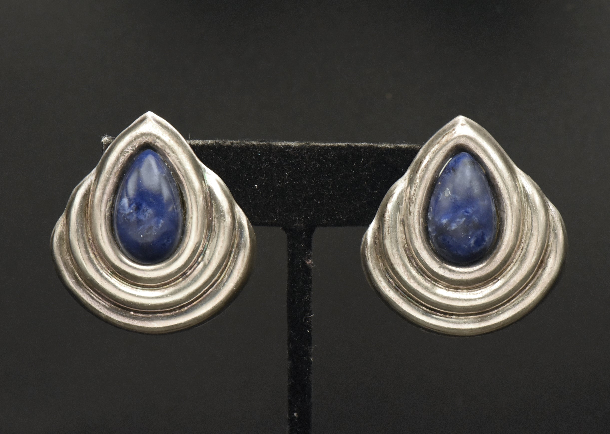 Vintage Handmade Sodalite Sterling Silver Earrings