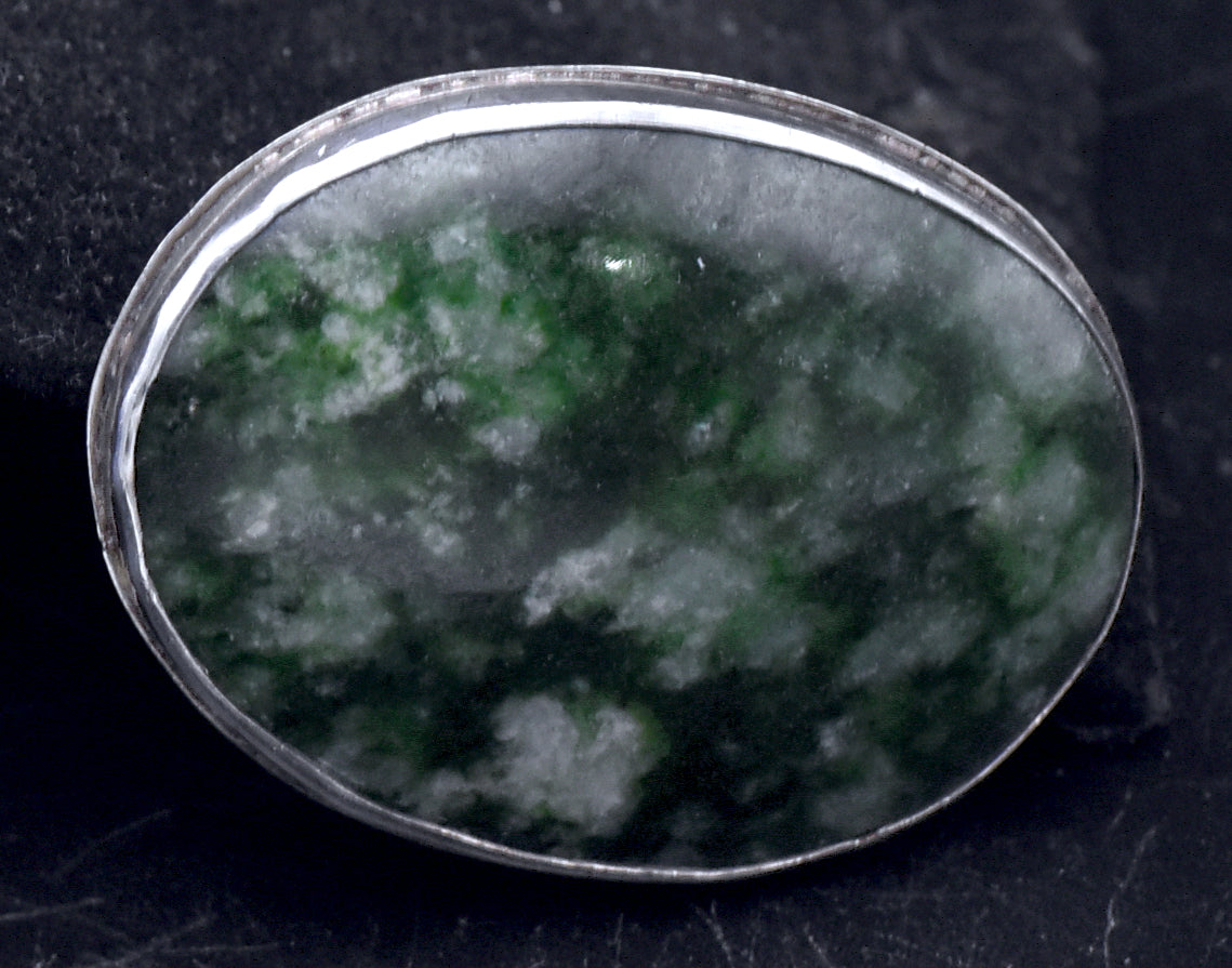 Vintage Handmade Serpentine Sterling Silver Brooch