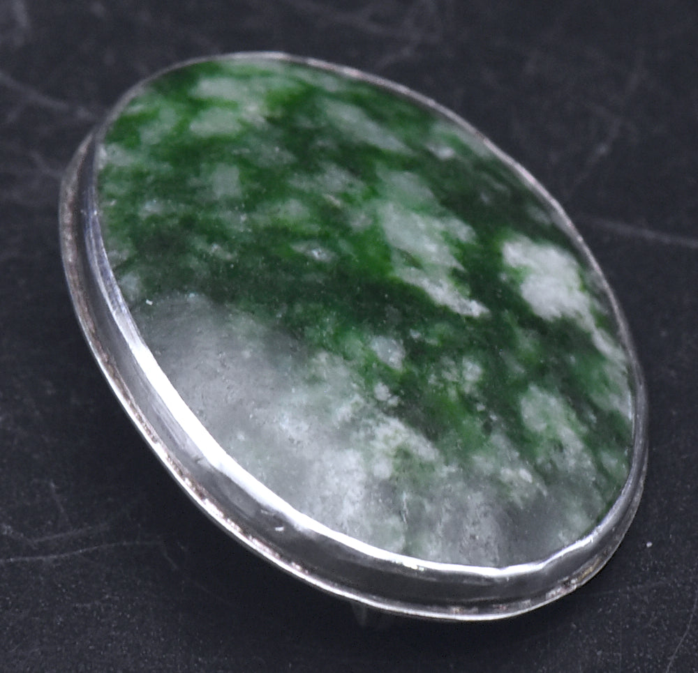 Vintage Handmade Serpentine Sterling Silver Brooch