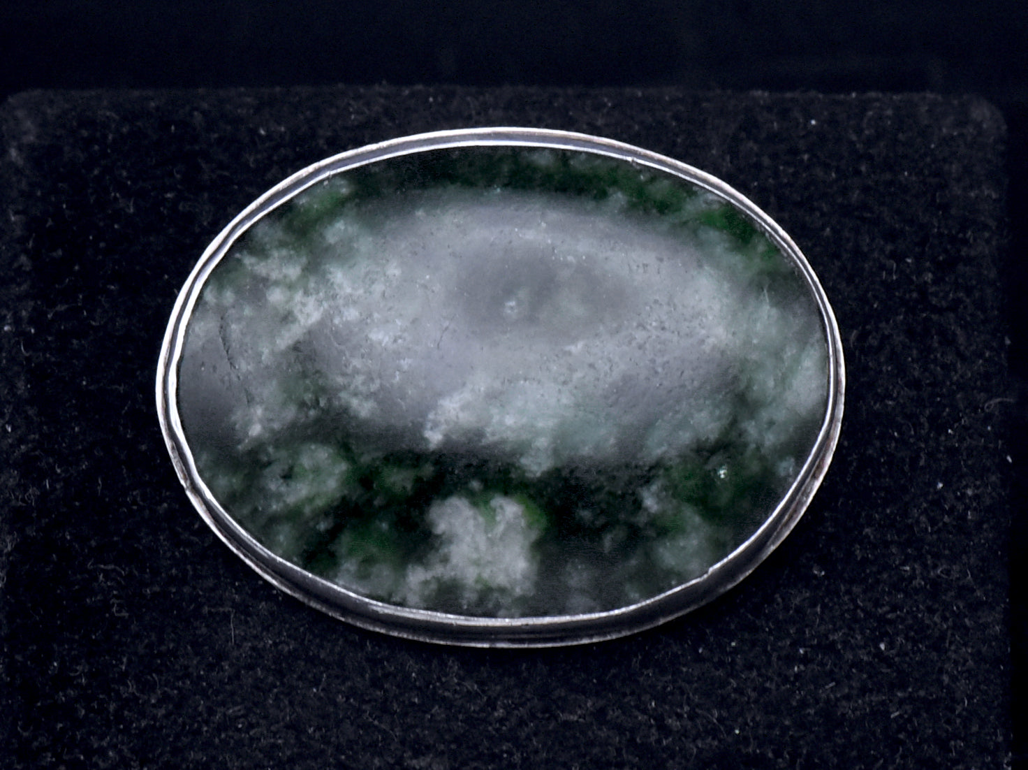 Vintage Handmade Serpentine Sterling Silver Brooch