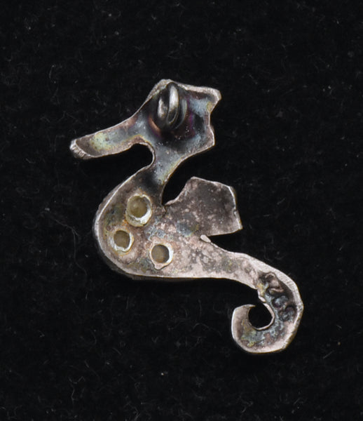 Vintage Sterling Silver and Enamel Seahorse Pendant