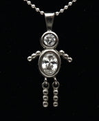 Sterling Silver Stick Figure Pendant on Sterling Silver Chain Necklace - 24"