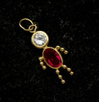 Vintage 14k Red Crystal Stick Figure Charm