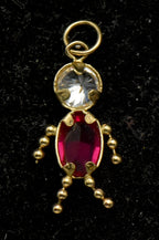 Vintage 14k Red Crystal Stick Figure Charm