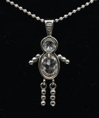 Sterling Silver Stick Figure Pendant on Sterling Silver Chain Necklace - 24"