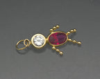 Vintage 14k Red Crystal Stick Figure Charm