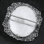 Antique Hand Painted St. Fabiola Silver Filigree Brooch