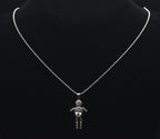Sterling Silver Stick Figure Pendant on Sterling Silver Chain Necklace - 24"