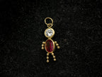 Vintage 14k Red Crystal Stick Figure Charm