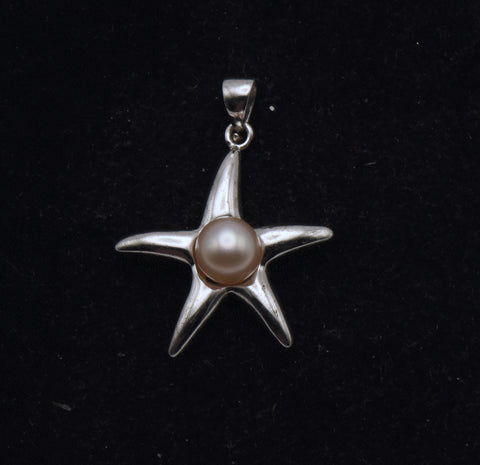 Vintage Sterling Silver and Pearl Starfish Pendant