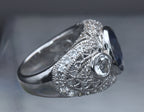 Vintage Sapphire and Topaz Sterling Silver Ring - Size 6