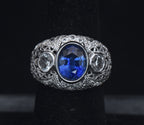 Vintage Sapphire and Topaz Sterling Silver Ring - Size 6