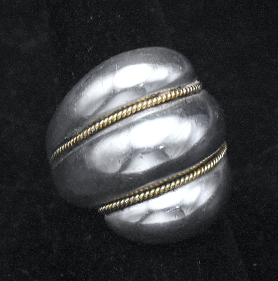 Vintage Sterling Silver and Gold Dome Ring - Size 8