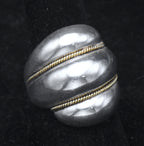 Vintage Sterling Silver and Gold Dome Ring - Size 8