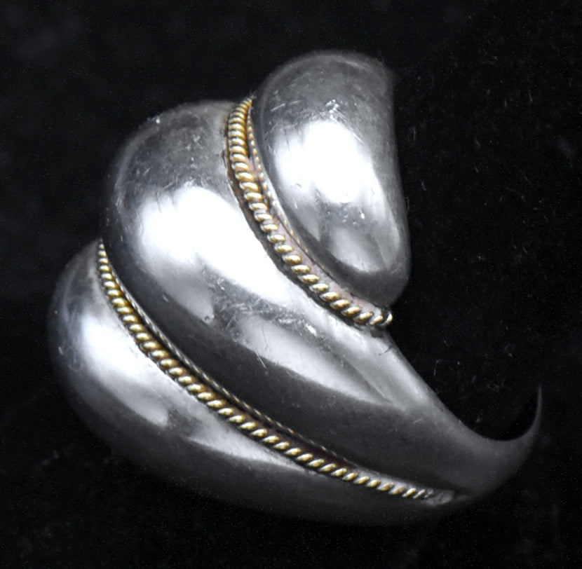 Vintage Sterling Silver and Gold Dome Ring - Size 8