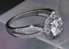 Sterling Silver Cubic Zirconia Halo Ring - Size 6