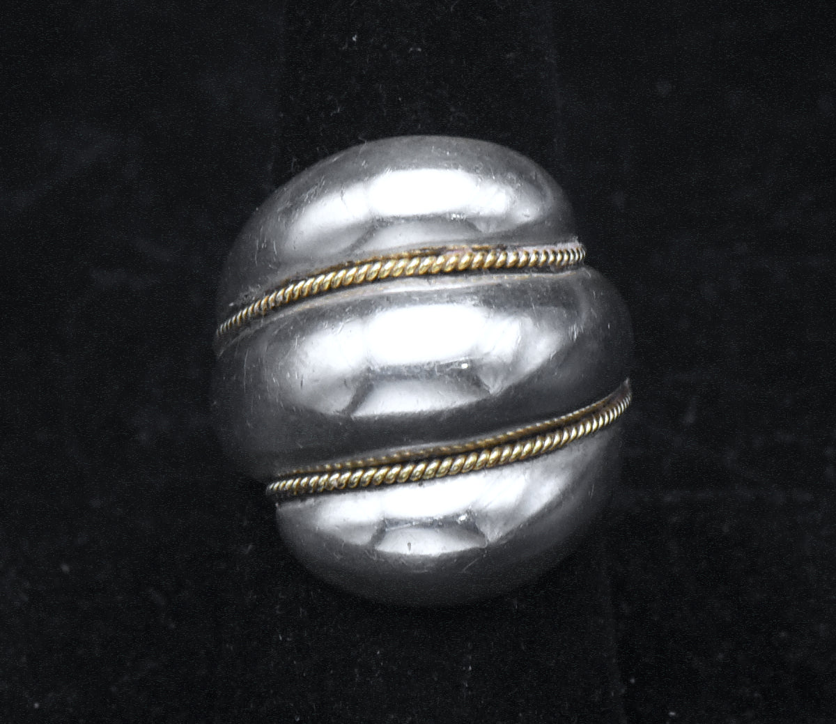 Vintage Sterling Silver and Gold Dome Ring - Size 8