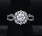 Sterling Silver Cubic Zirconia Halo Ring - Size 6