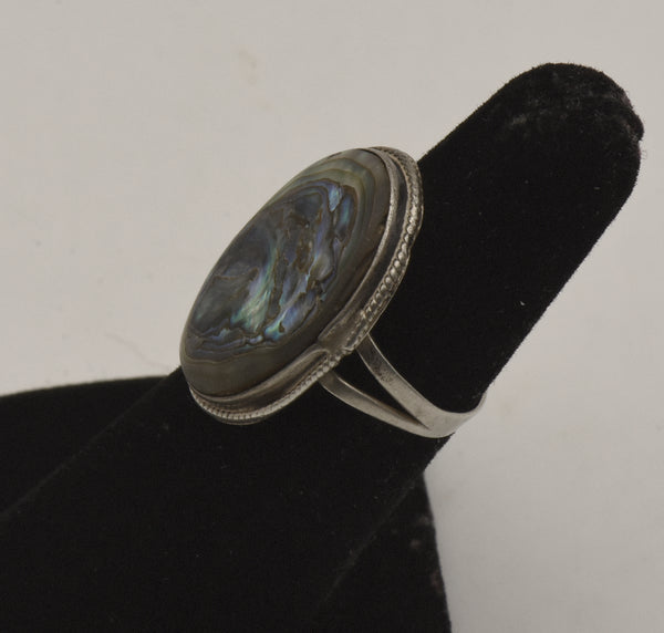 Vintage Sterling Silver Mother of Pearl Handmade Ring - Size 5.75