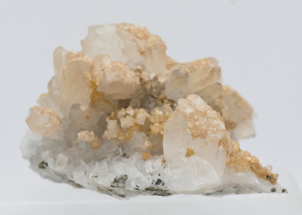 Siderite on Quartz Crystal Cluster Mineral Specimen - Romania