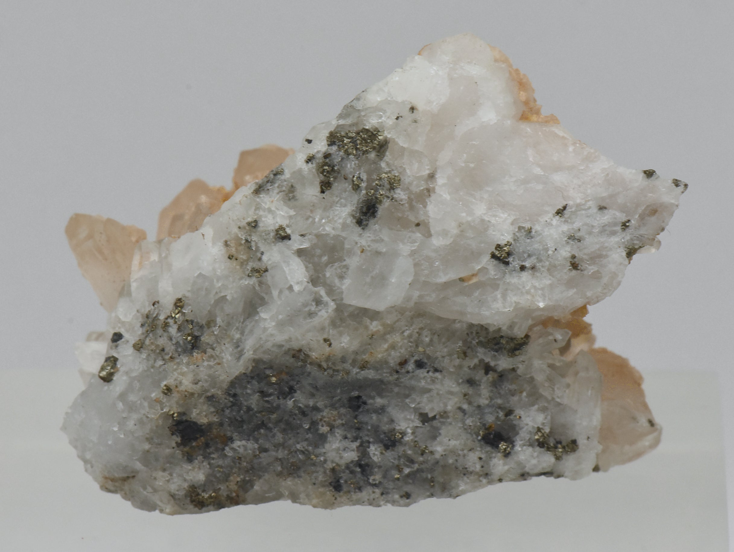 Siderite on Quartz Crystal Cluster Mineral Specimen - Romania