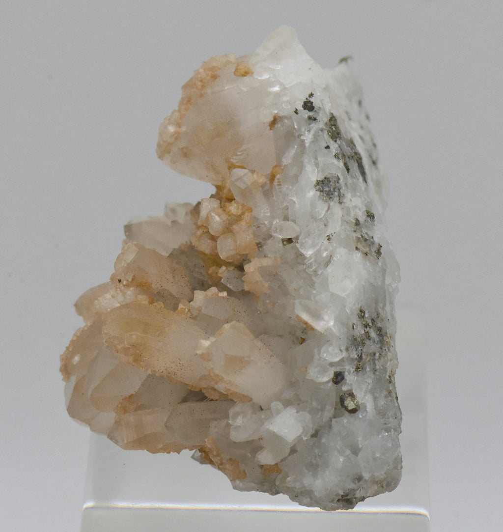 Siderite on Quartz Crystal Cluster Mineral Specimen - Romania