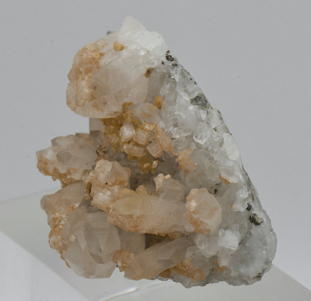 Siderite on Quartz Crystal Cluster Mineral Specimen - Romania