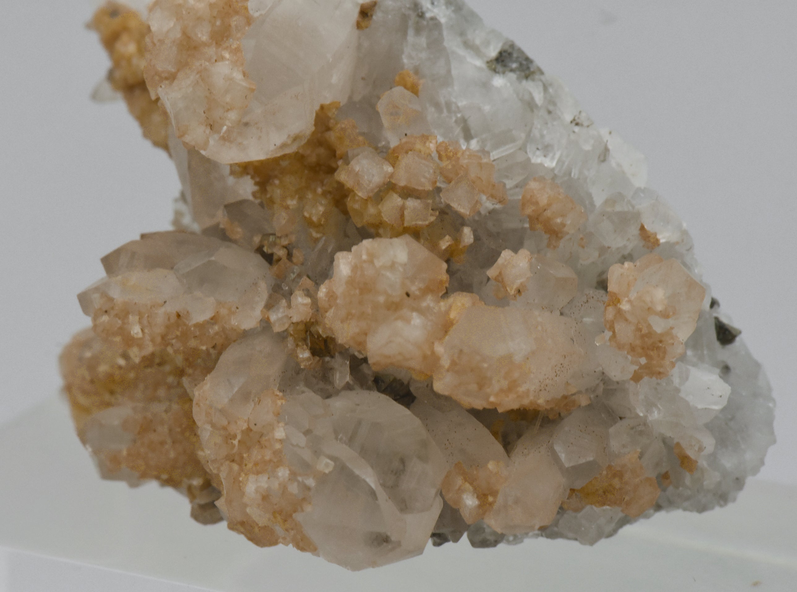 Siderite on Quartz Crystal Cluster Mineral Specimen - Romania