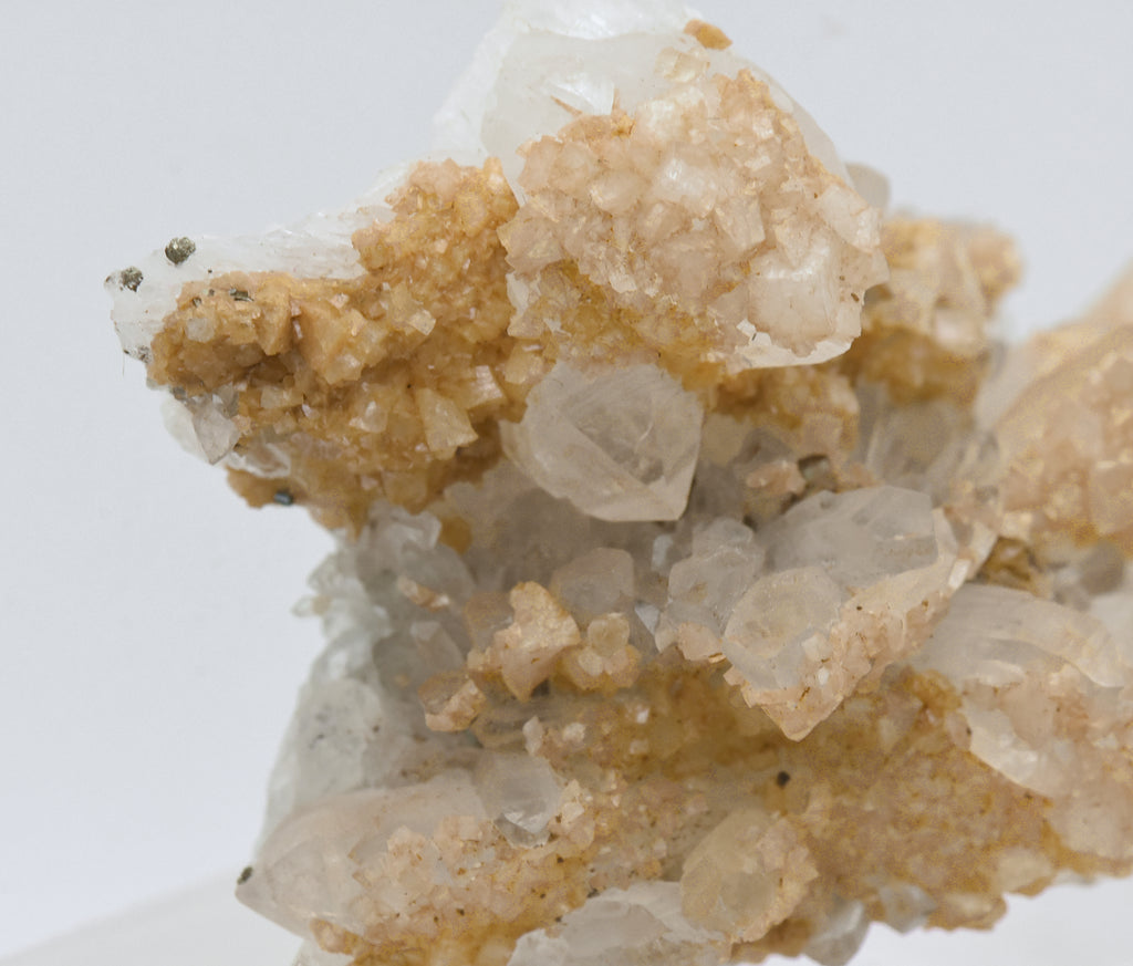 Siderite on Quartz Crystal Cluster Mineral Specimen - Romania