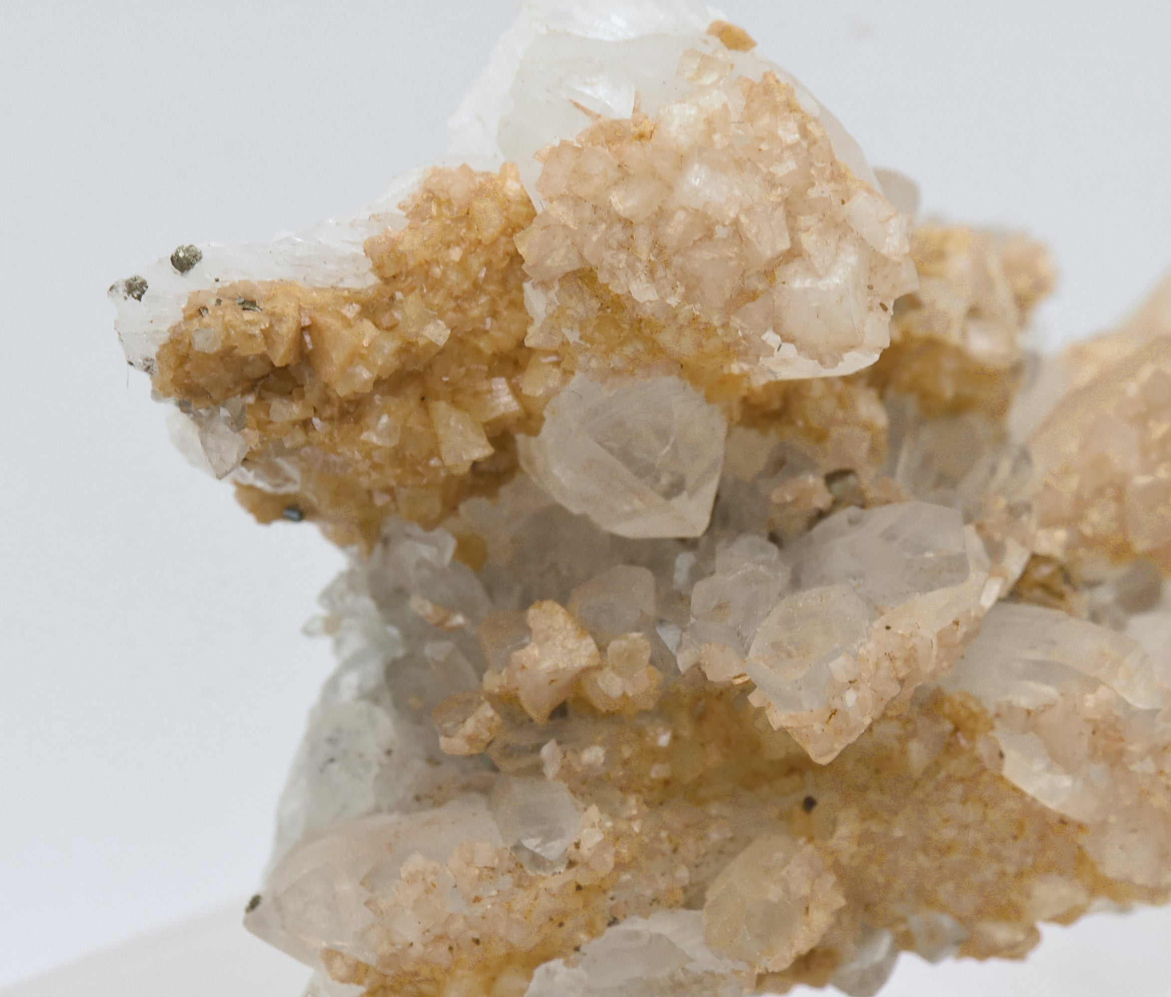 Siderite on Quartz Crystal Cluster Mineral Specimen - Romania