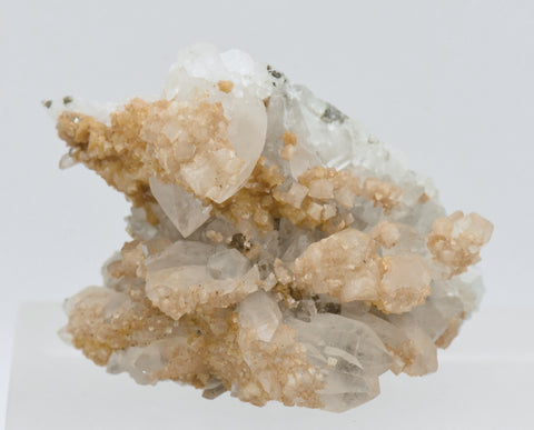 Siderite on Quartz Crystal Cluster Mineral Specimen - Romania