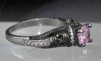 Vintage Skull Motif Pink Crystal Ring - Size 9.25