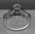 Vintage Skull Motif Pink Crystal Ring - Size 9.25