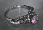 Vintage Skull Motif Pink Crystal Ring - Size 9.25