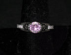 Vintage Skull Motif Pink Crystal Ring - Size 9.25
