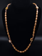 Vintage Wood Rosary Necklace - 32"