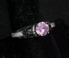 Vintage Skull Motif Pink Crystal Ring - Size 9.25