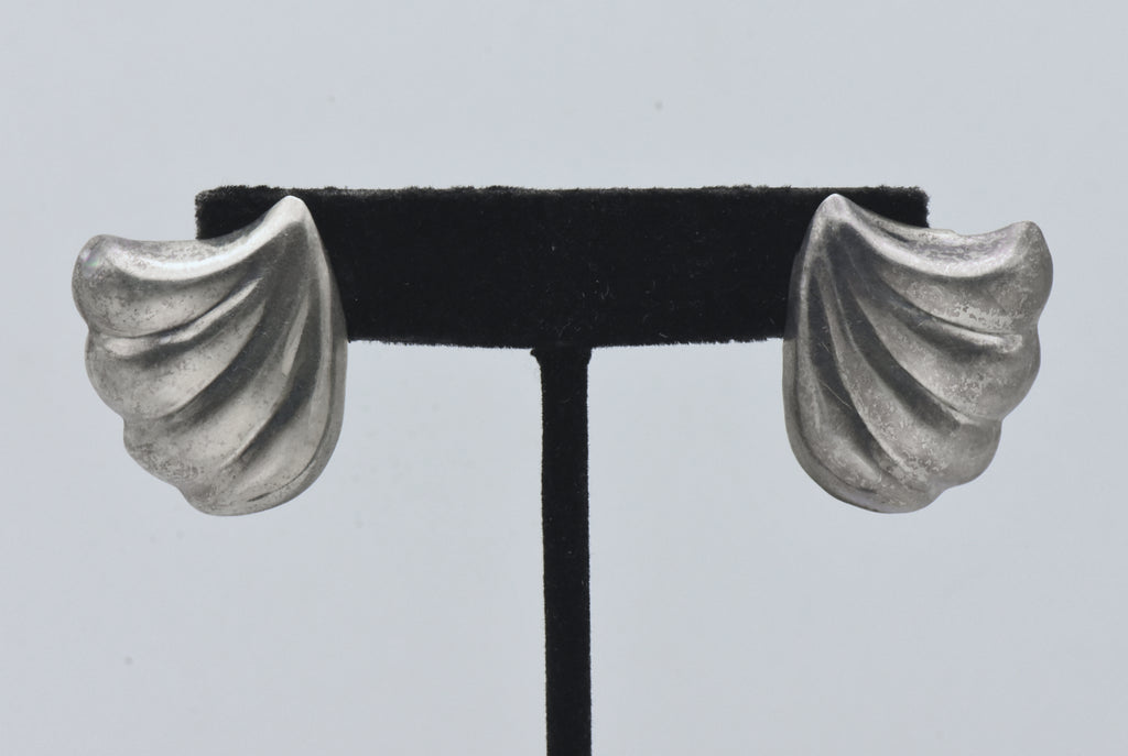 Vintage Handmade Sterling Silver Scallop Earrings