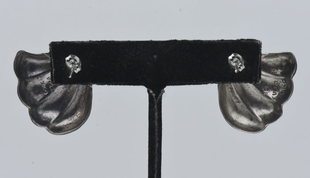 Vintage Handmade Sterling Silver Scallop Earrings