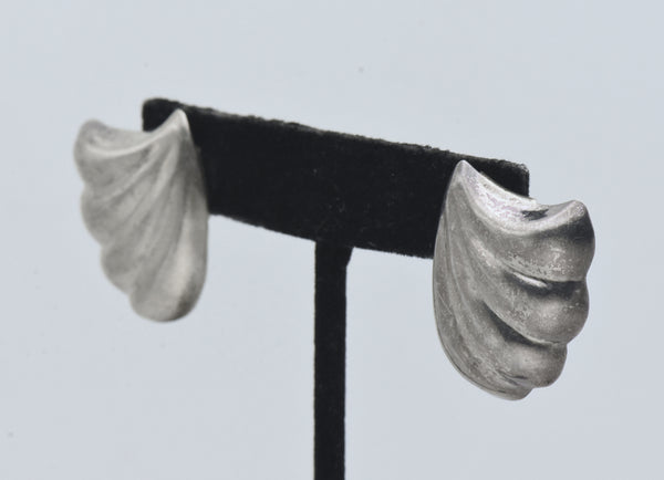 Vintage Handmade Sterling Silver Scallop Earrings