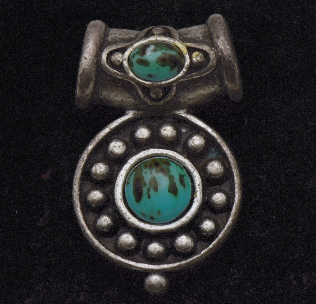 Vintage Faux Turquoise Metal Slide Pendant
